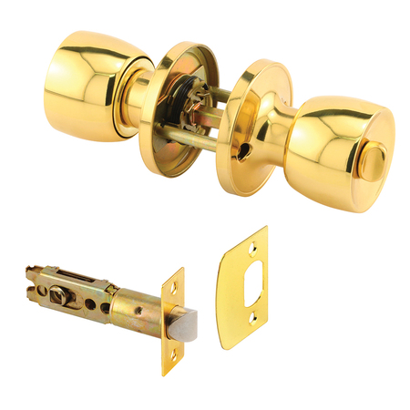 PRIME-LINE Privacy Knob, Fits 2-3/8 in. and 2-3/4 in. Backset, Tulip, Brass 1 Set MP65041